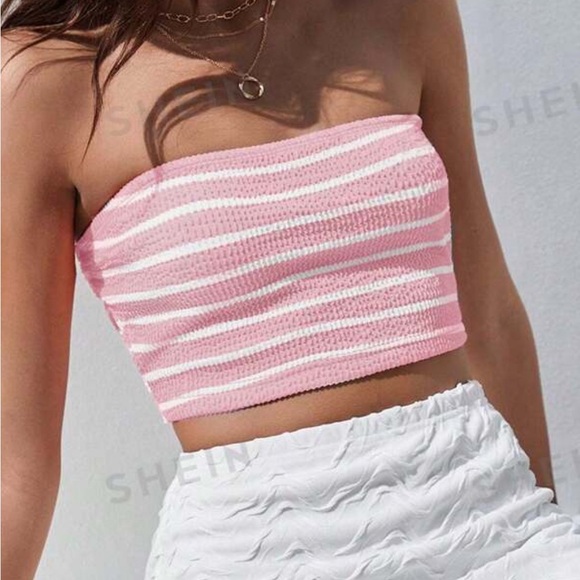 SHEIN Women’s pink striped tube top - Picture 1 of 5